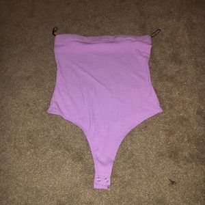 Purple strapless bodysuit
